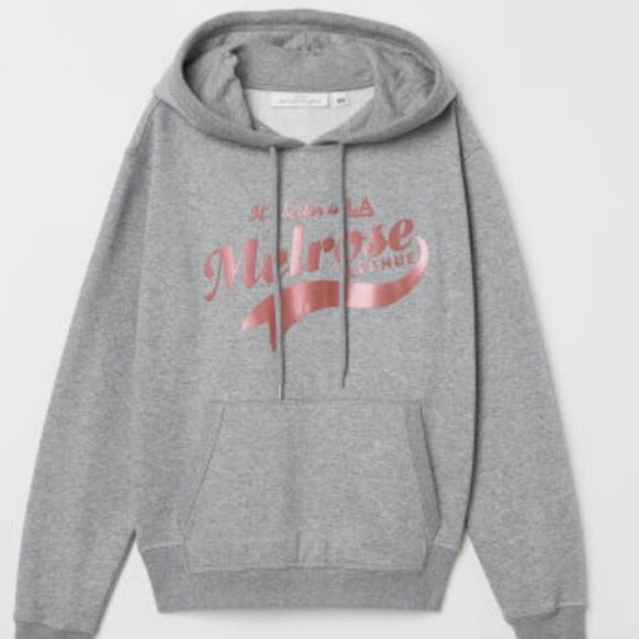 H&M Tops - [NWT] H&M GRAY Printed Hoodie - LA Melrose Avenue - SIze M